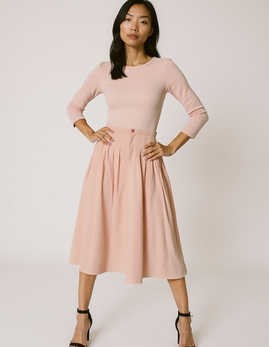 Pink Pleated Skirt 