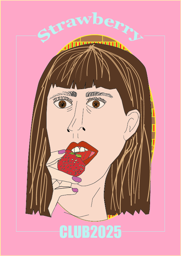 Baby look blouse in knit - feminine print with strawberry 